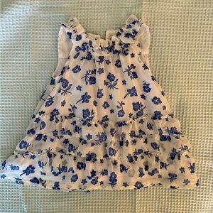 Blueberi Boulevard White and Blue Floral Dress